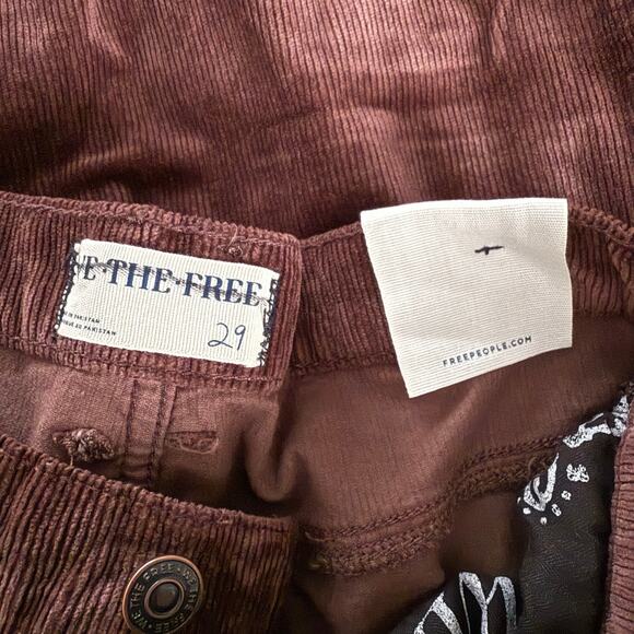 Free People corduroy pants high rise straight cotton blend boho fall winter 29 - Picture 8 of 9